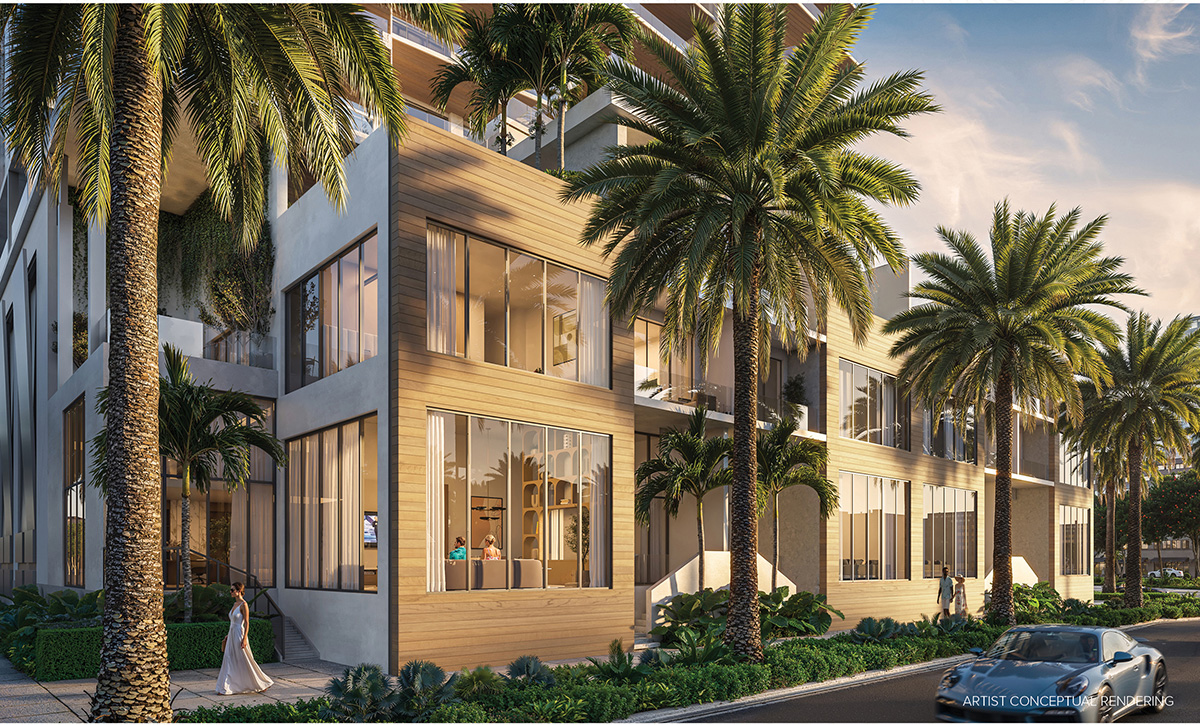 Exterior rendering at sunset